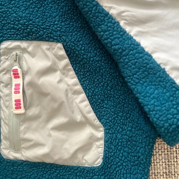 UGG Niko Sherpa Cotton Long Sleeved Front Zip Pocket Banded Bottom CrewneckTop s - Picture 5 of 6